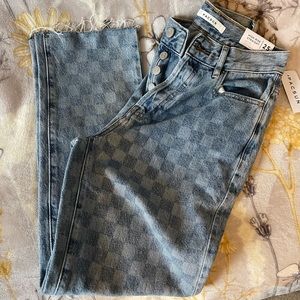 PAC SUN light blue checkered print high rise jeans